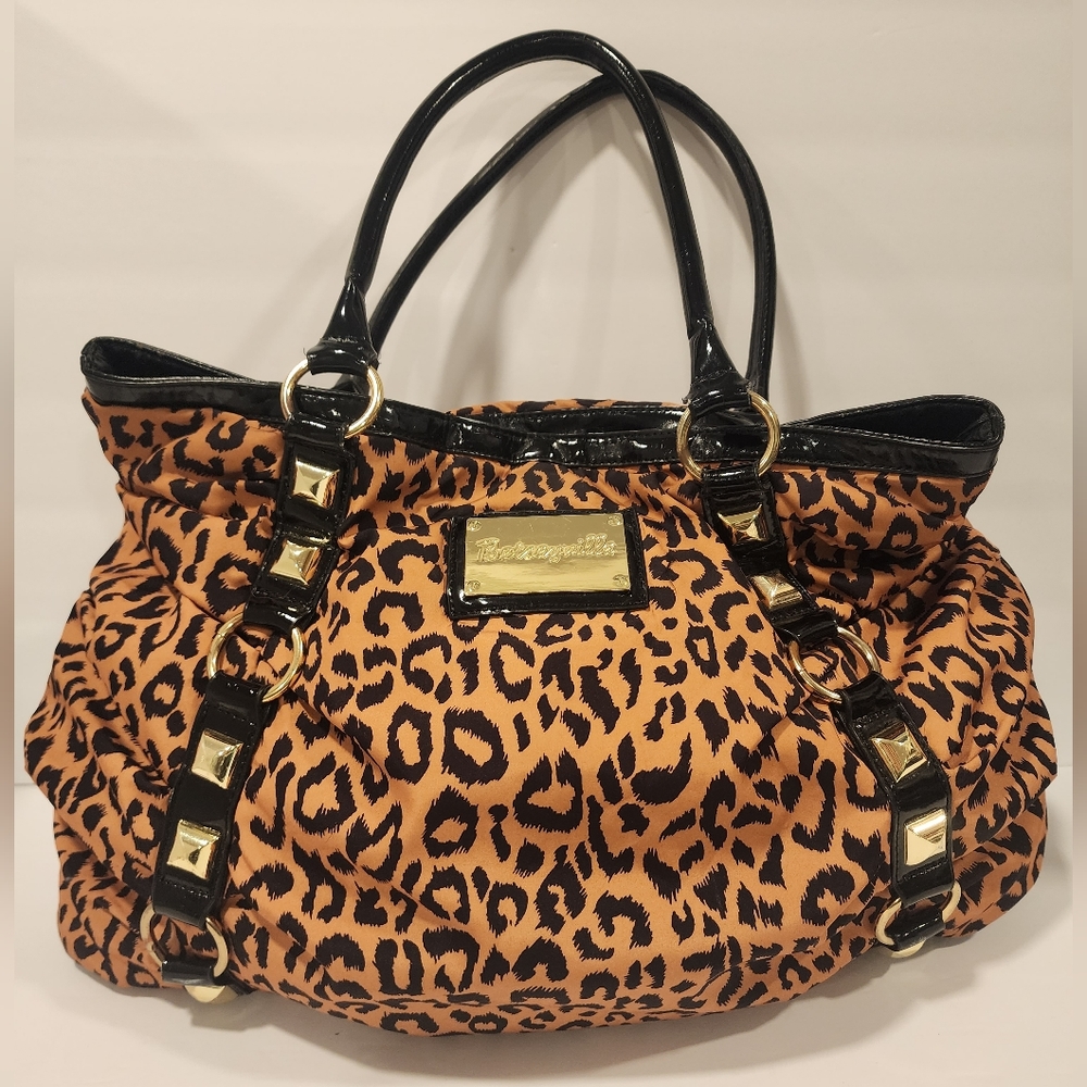 BETSEY JOHNSON BETSEYVILLE LEOPARD PRINT LARGE TOTE